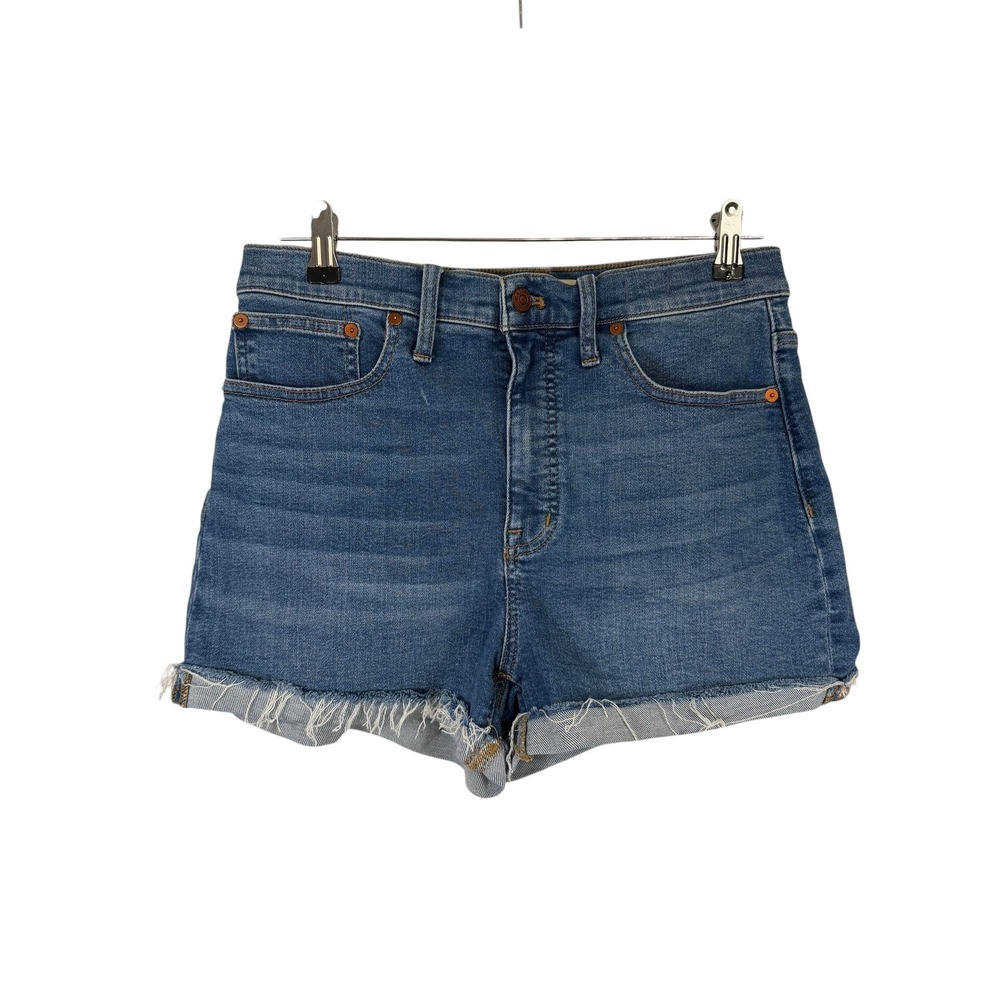Madewell High Rise Denim Shorts Size 28 Medium Wash Raw Hem Cut Offs
